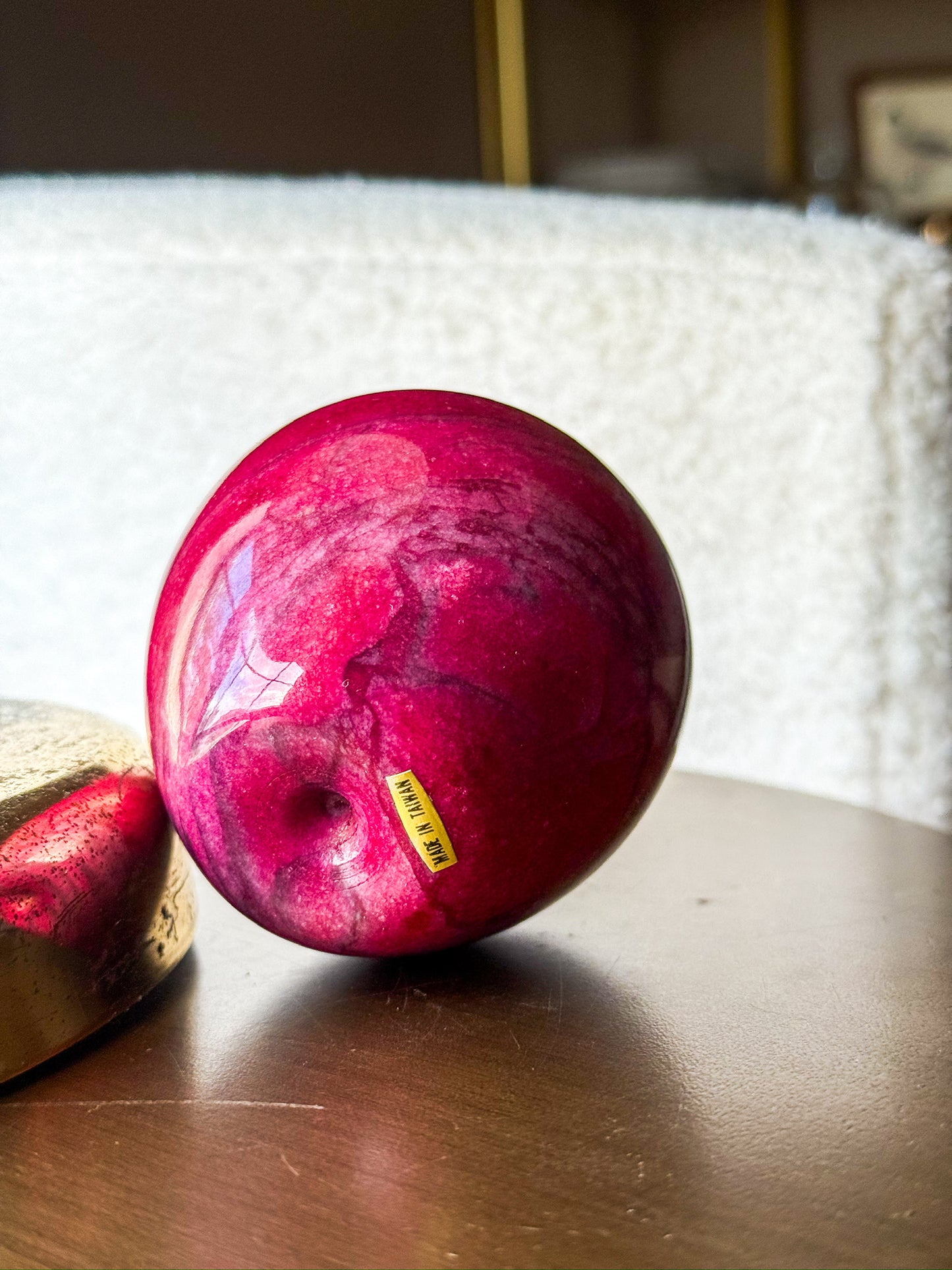 Vintage Marble Apple with Brass Leaf