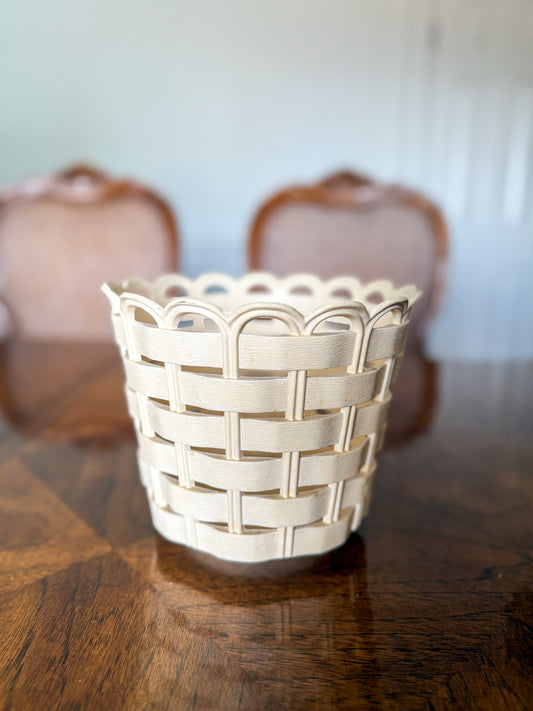 Burlwood Woven Basket Planter