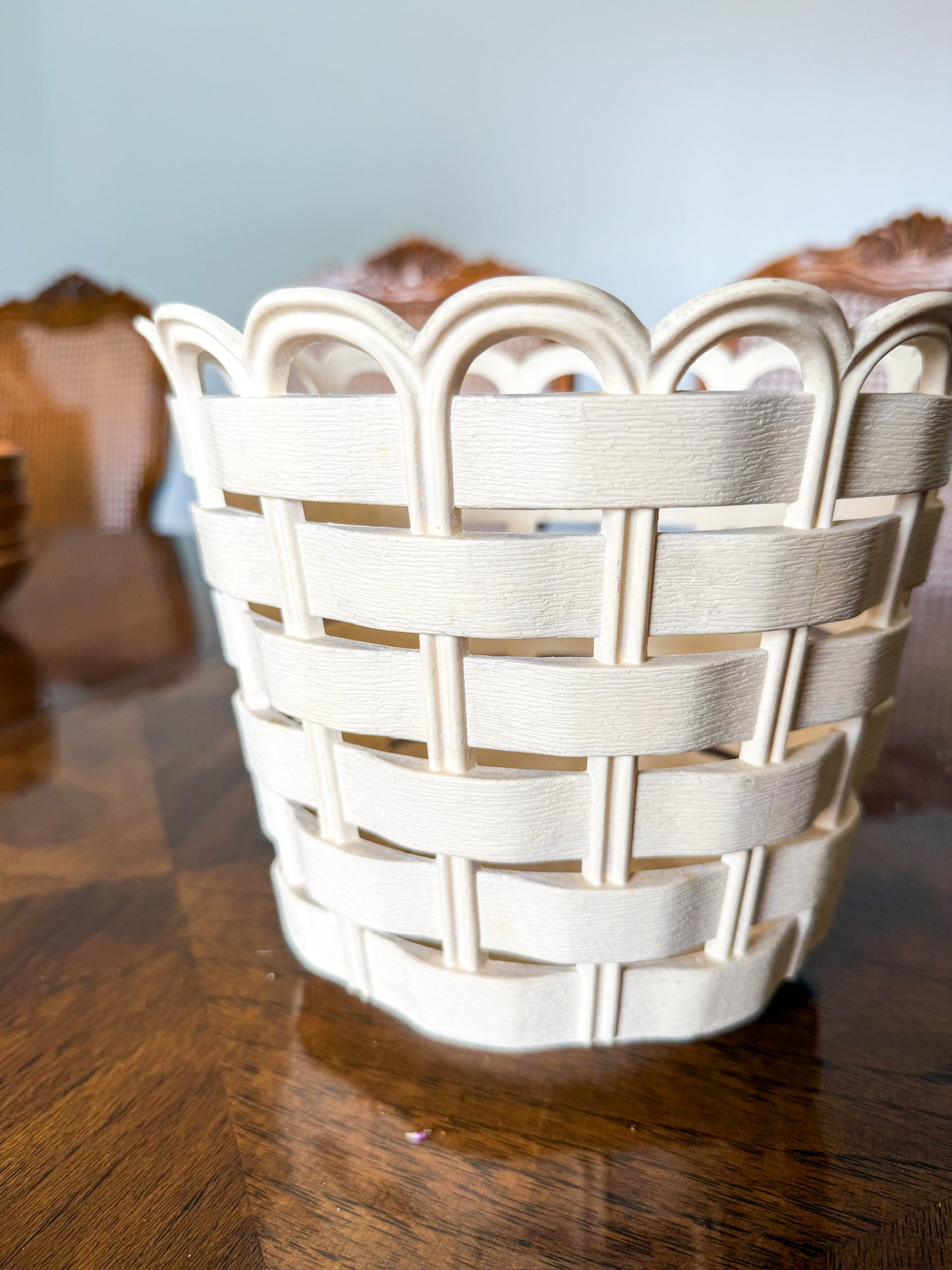 Burlwood Woven Basket Planter