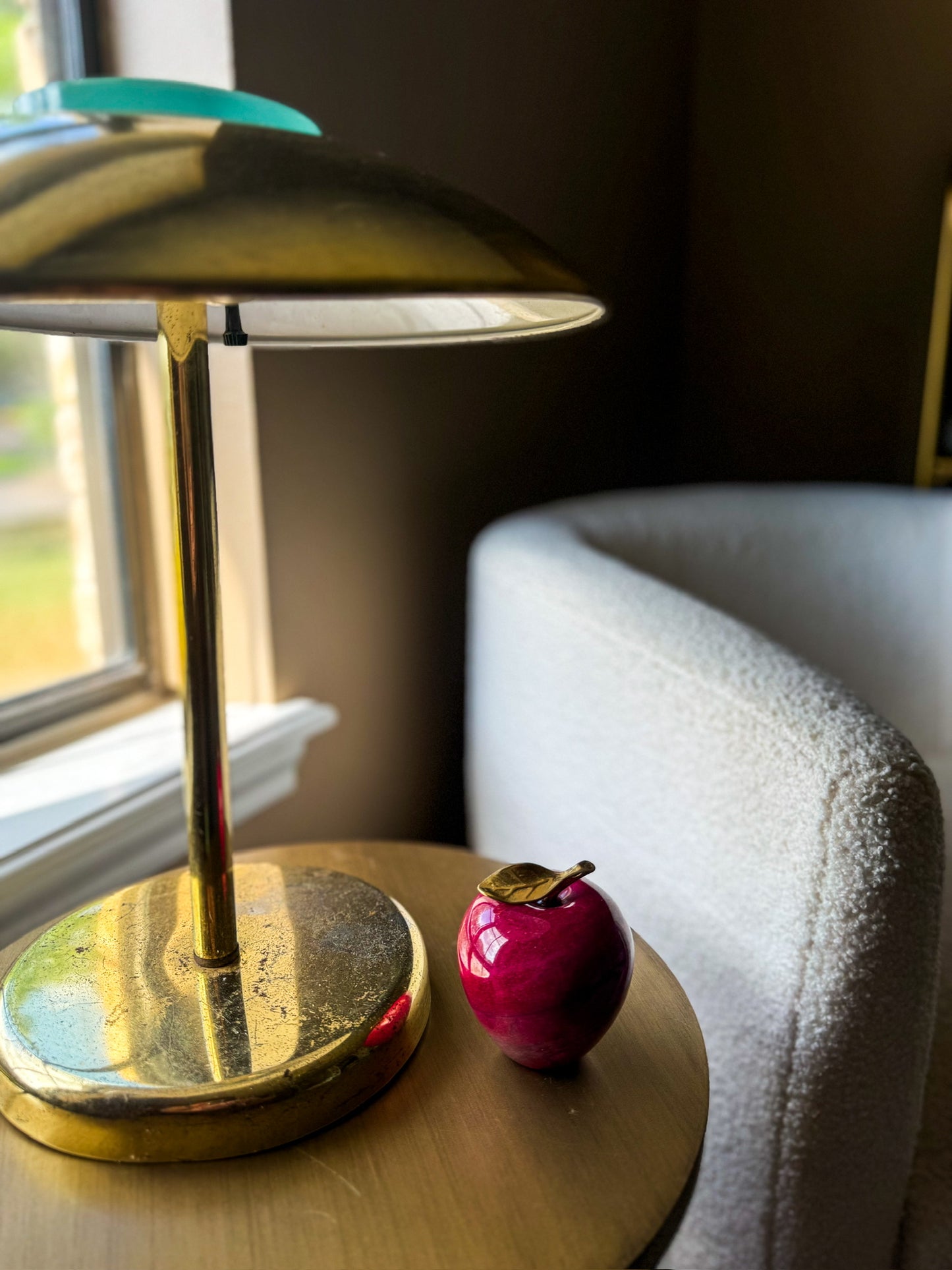 Vintage Marble Apple with Brass Leaf