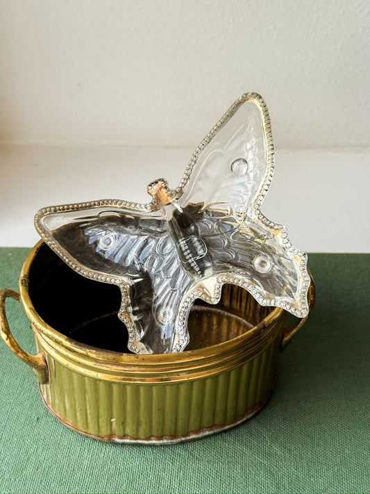 Vintage Glass Butterfly Trinket Dish