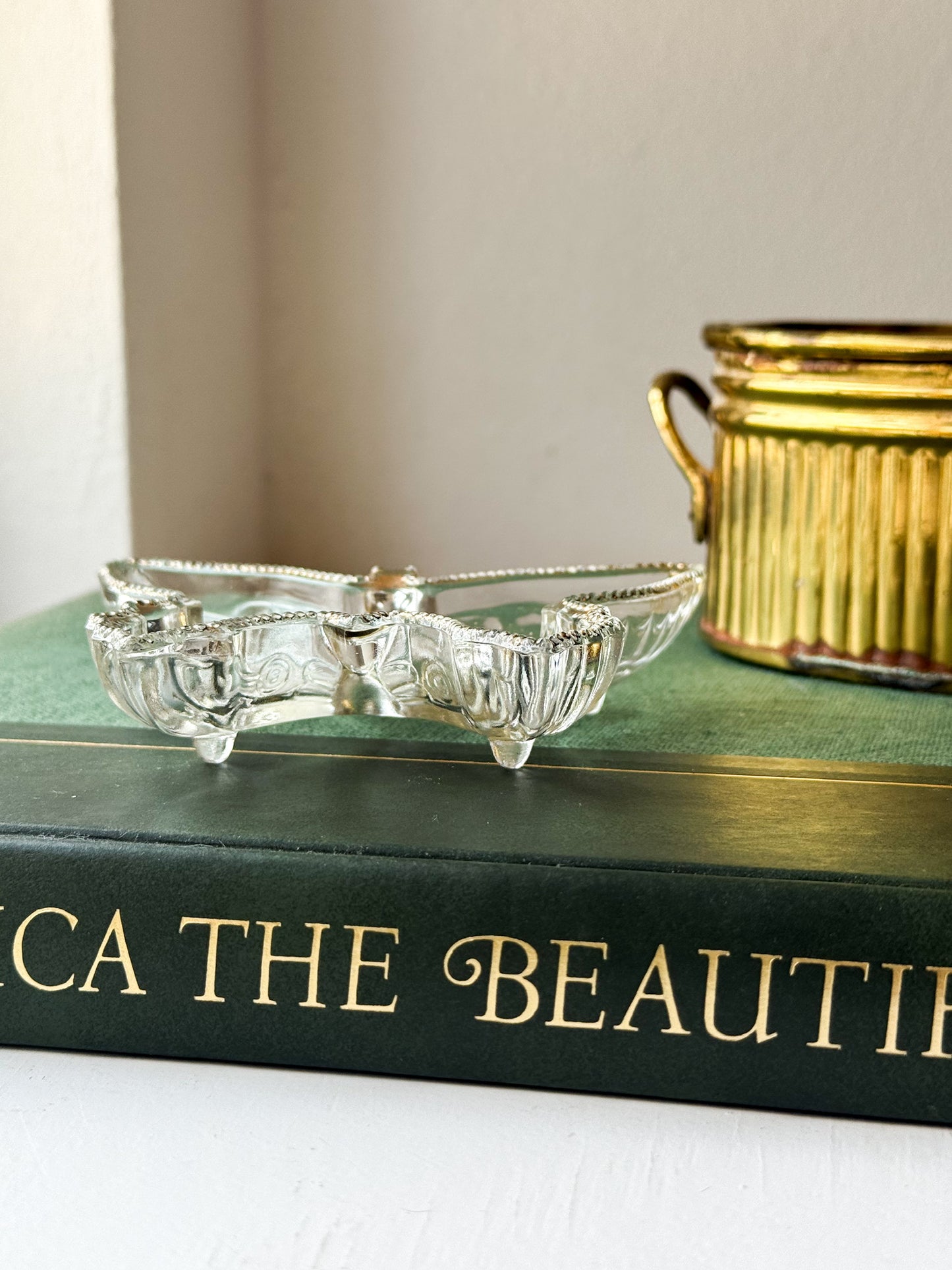 Vintage Glass Butterfly Trinket Dish