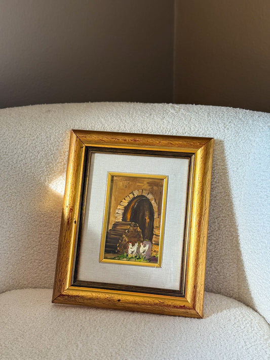 Chickens - Framed Oil Painting