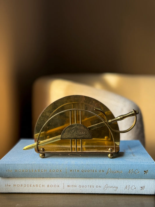 Brass Mail Holder with Envelope Opener