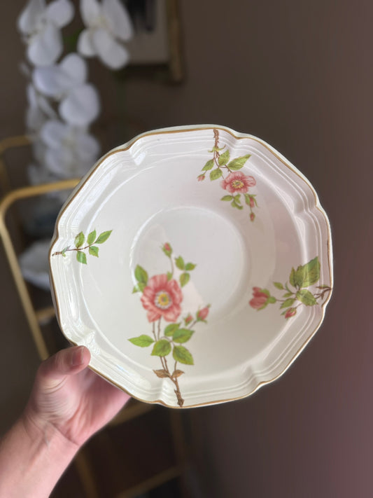Vintage Fine Ivory Pink Apple Blossom Serving Bowl