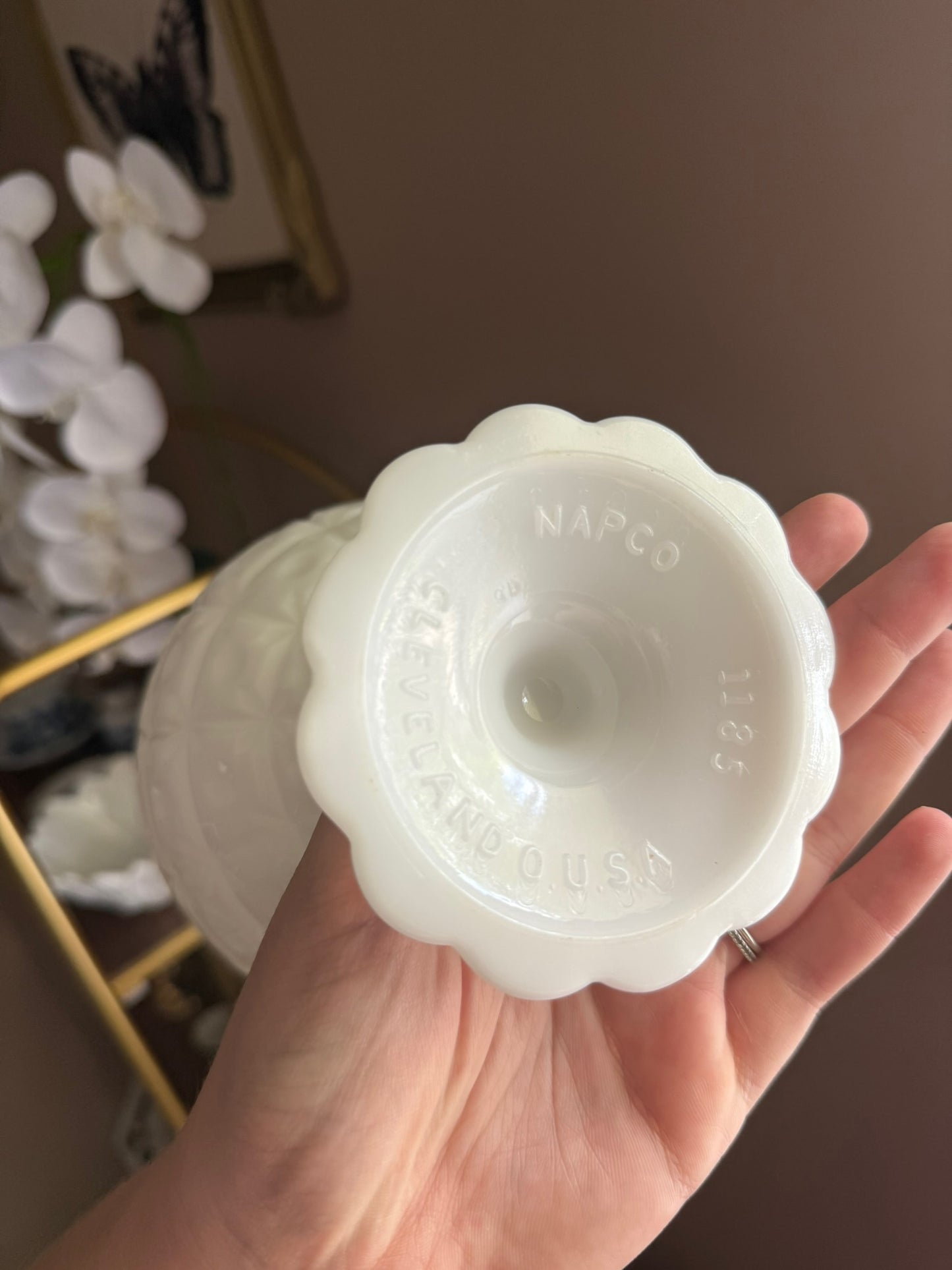 Vintage Napco Milk Glass Compote - Pedestal Candy Dish