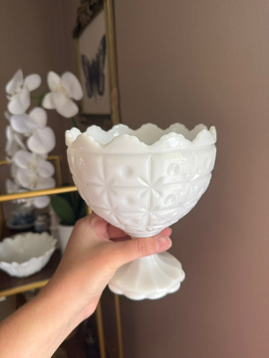 Vintage Napco Milk Glass Compote - Pedestal Candy Dish
