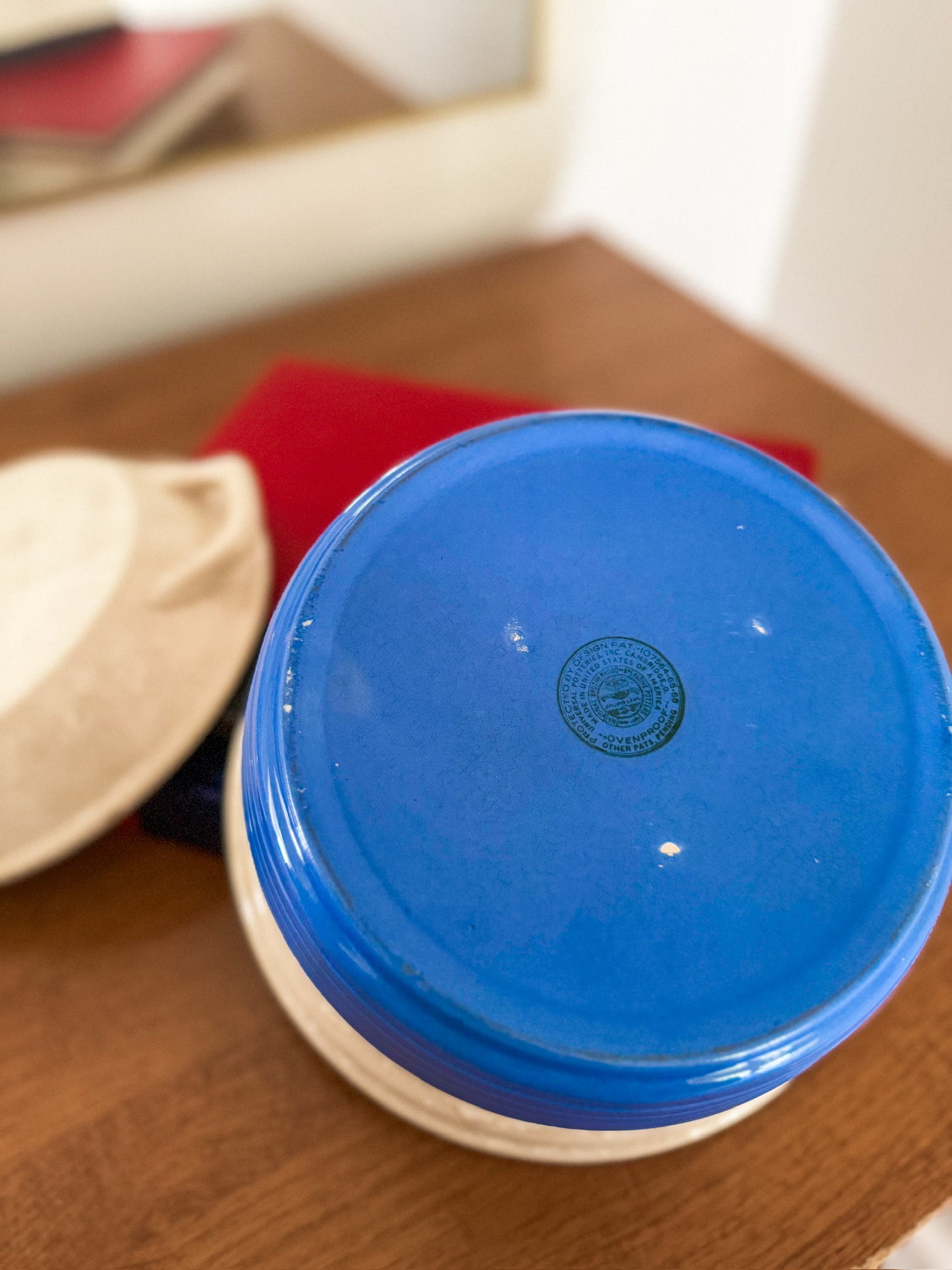 Blue Lidded Casserole Dish & May-Day Coffee Mug