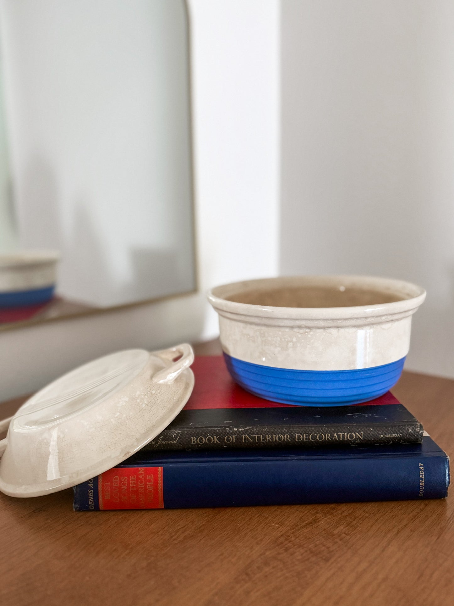 Blue Lidded Casserole Dish & May-Day Coffee Mug